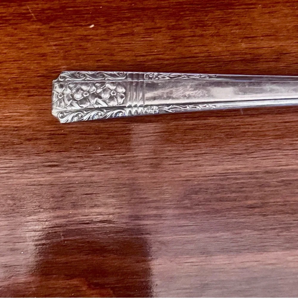 Silver Floral Pierced Serving Spoon - Home Dining